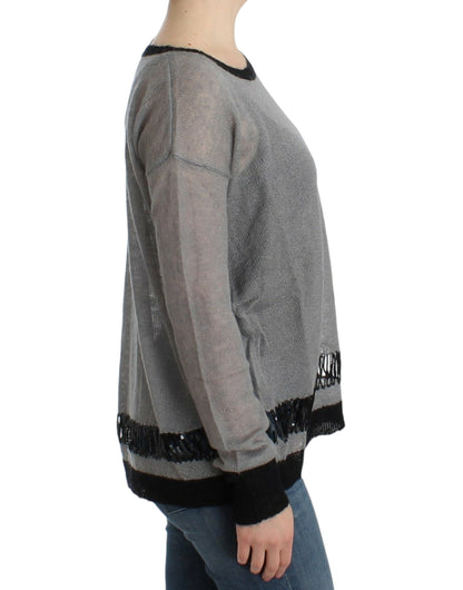 Gray embellished asymmetric sweater-Costume National-LabelTerrace.com