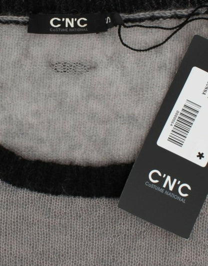 Gray embellished asymmetric sweater-Costume National-LabelTerrace.com