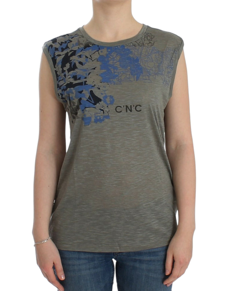 Gray print sleeveless t-shirt-Costume National-LabelTerrace.com