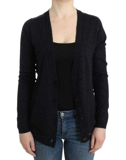 Gray wool alpaca cardigan-Costume National-LabelTerrace.com