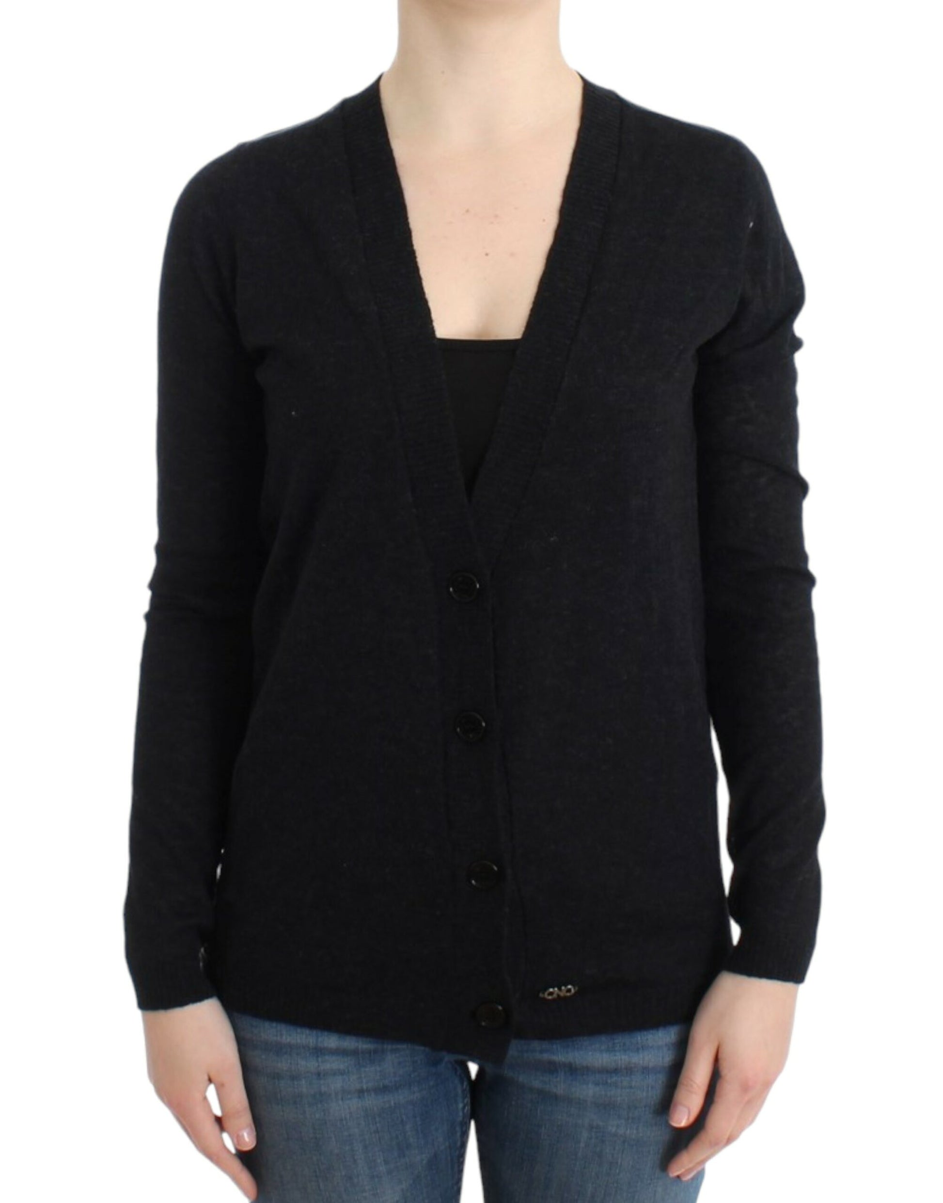 Gray wool alpaca cardigan-Costume National-LabelTerrace.com