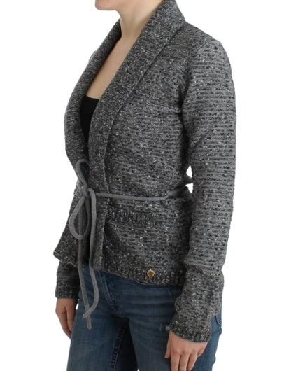 Gray wool knitted cardigan-Cavalli-LabelTerrace.com