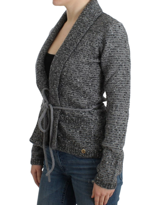 Gray wool knitted cardigan-Cavalli-LabelTerrace.com