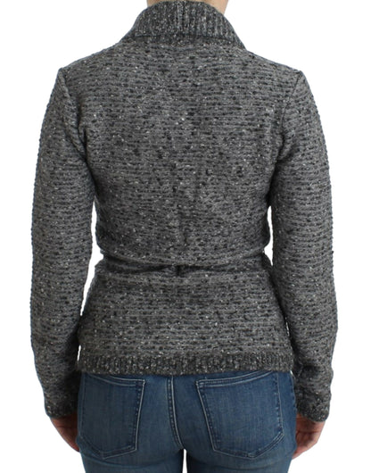 Gray wool knitted cardigan-Cavalli-LabelTerrace.com