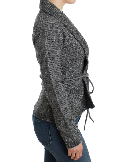 Gray wool knitted cardigan-Cavalli-LabelTerrace.com