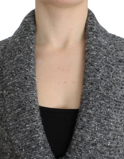 Gray wool knitted cardigan-Cavalli-LabelTerrace.com