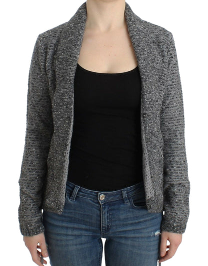Gray wool knitted cardigan-Cavalli-LabelTerrace.com