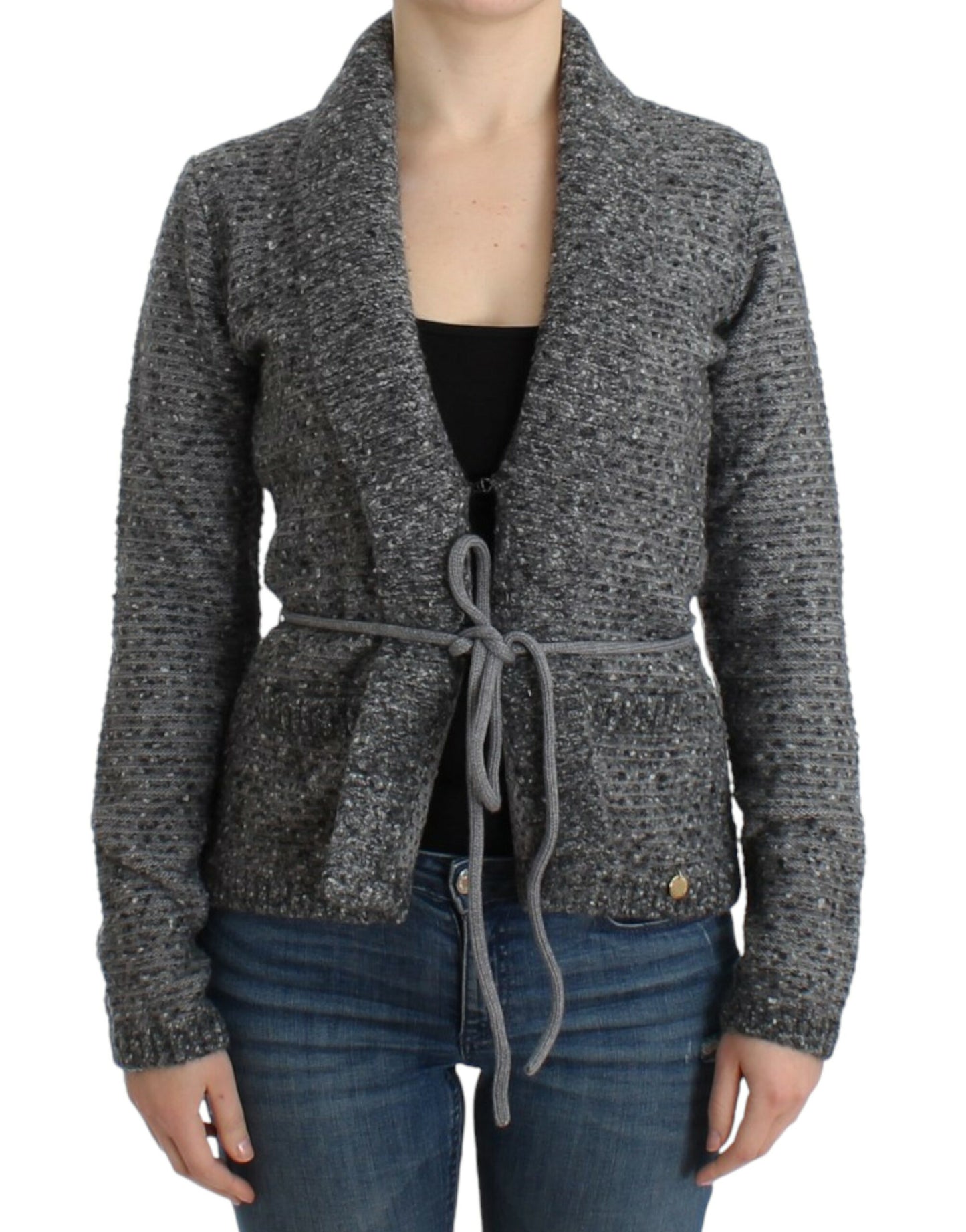 Gray wool knitted cardigan-Cavalli-LabelTerrace.com