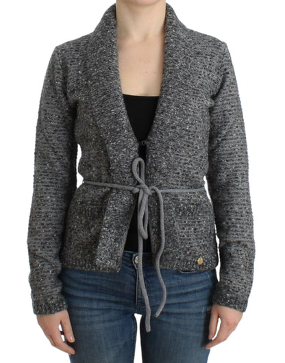 Gray wool knitted cardigan-Cavalli-LabelTerrace.com
