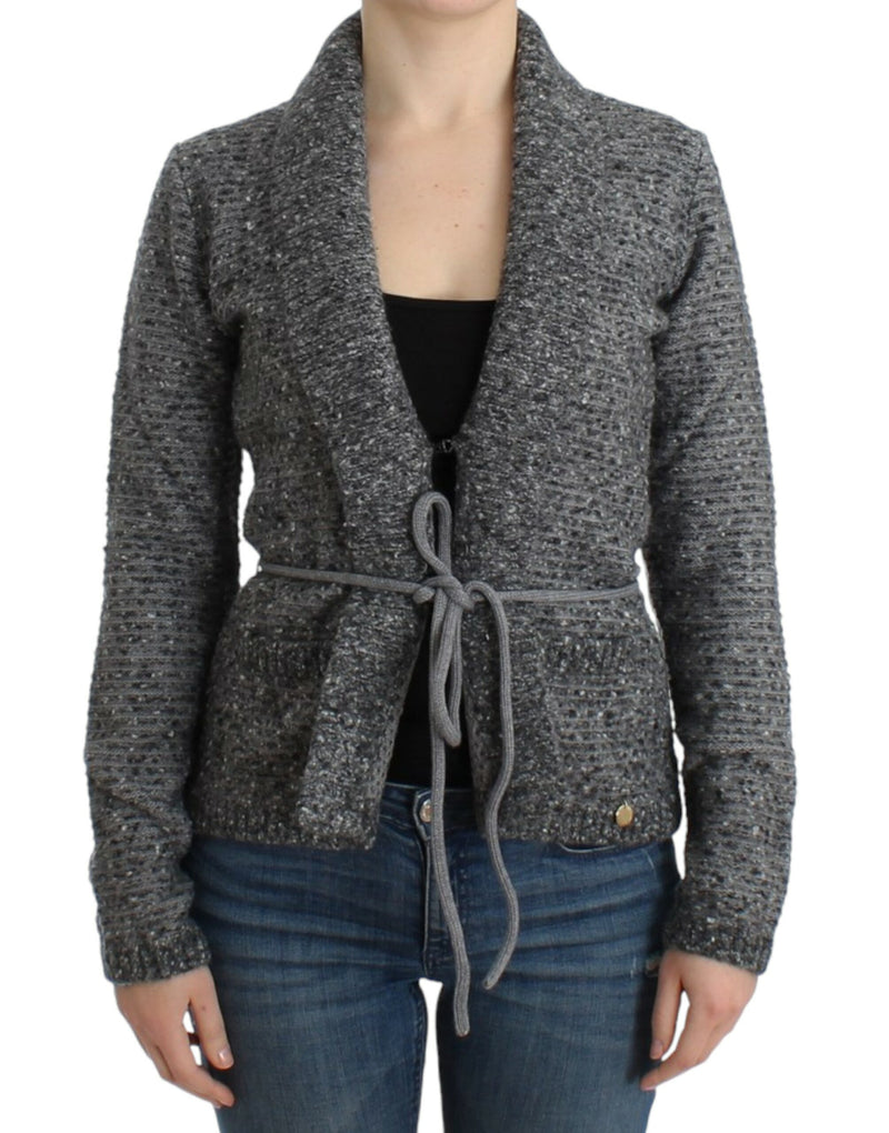 Gray wool knitted cardigan-Cavalli-LabelTerrace.com