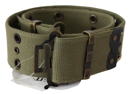 Green 100% Cotton Rustic Bronze Buckle Belt-Ermanno Scervino-LabelTerrace.com