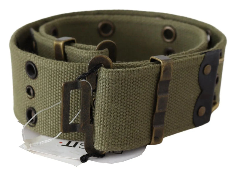 Green 100% Cotton Rustic Bronze Buckle Belt-Ermanno Scervino-LabelTerrace.com