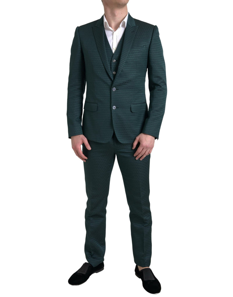 Green 3 Piece Single Breasted MARTINI Suit-Dolce & Gabbana-LabelTerrace.com