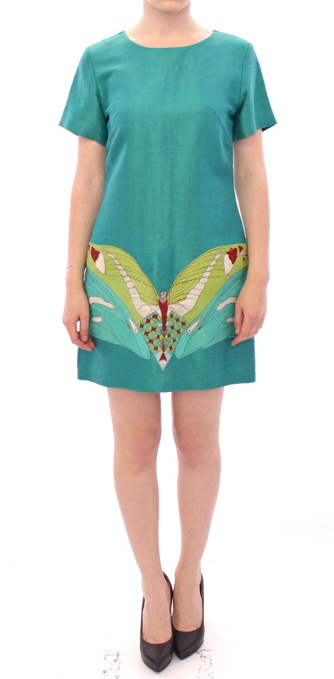 Green Above Knee Mini Dress-Lanre Da Silva Ajayi-LabelTerrace.com