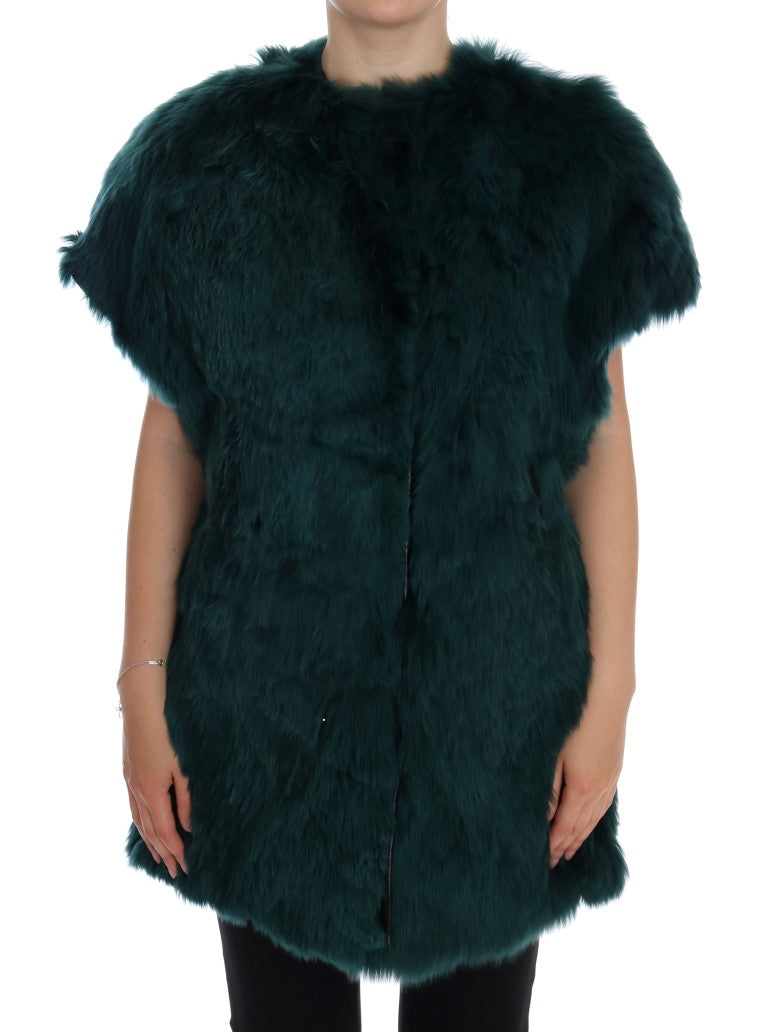 Green Alpaca Fur Vest Sleeveless Jacket-Dolce & Gabbana-LabelTerrace.com