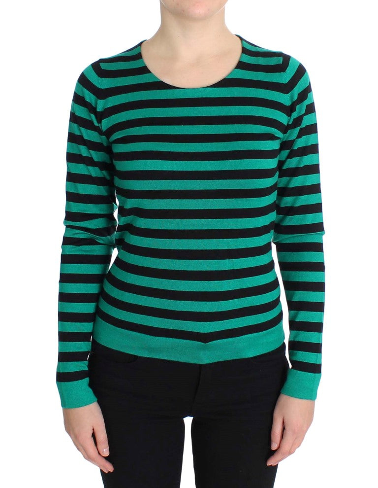 Green Black Silk Cashmere Sweater-Dolce & Gabbana-LabelTerrace.com