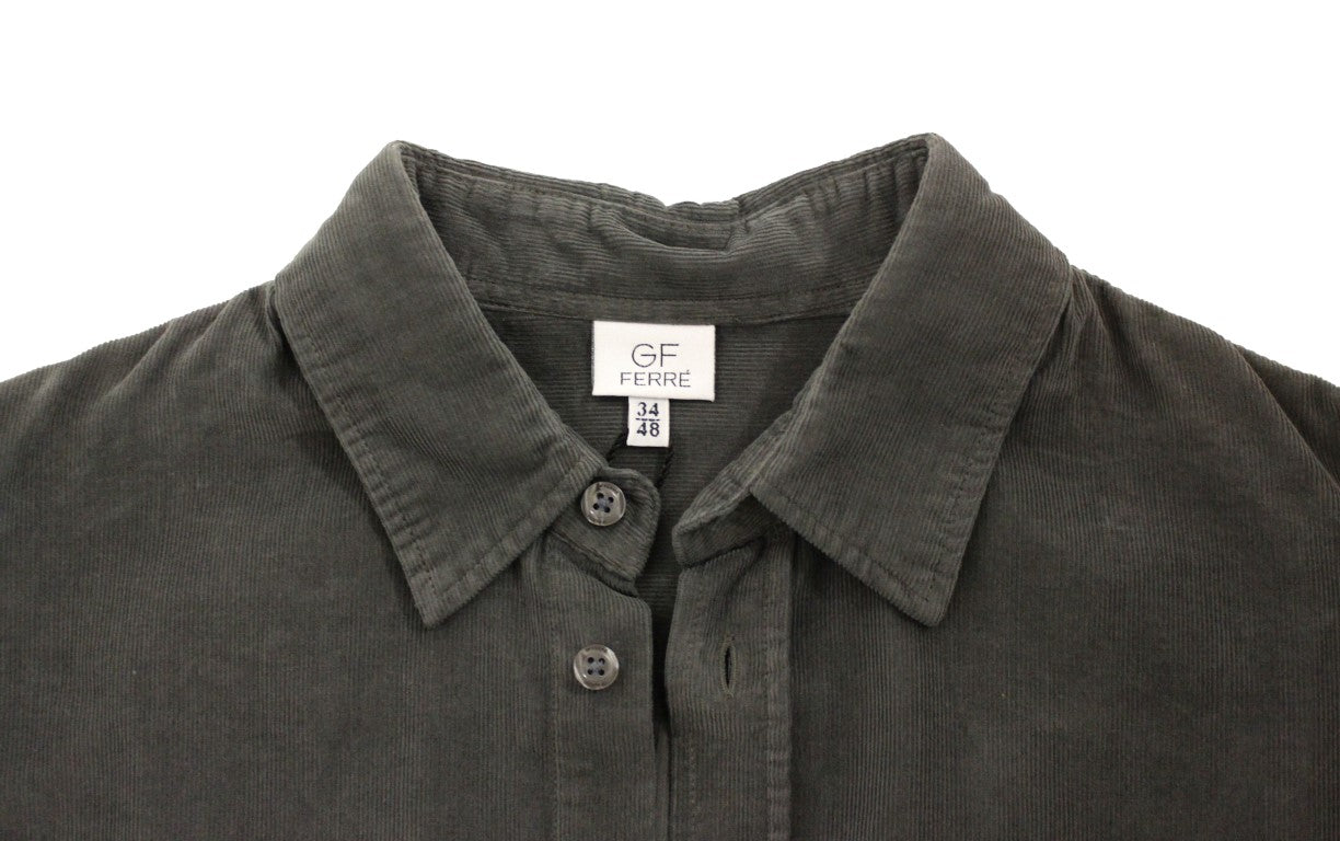Green Button Front Cotton Casual Shirt-GF Ferre-LabelTerrace.com