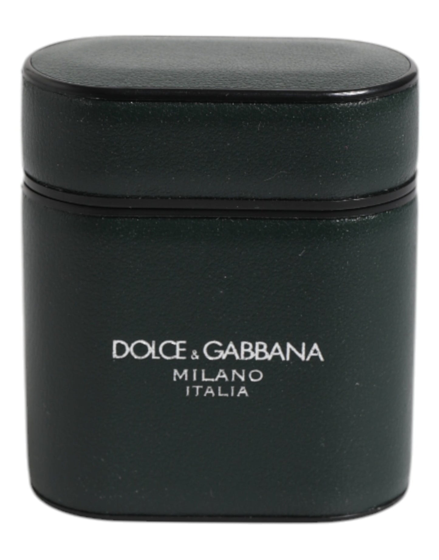 Green Calfskin Leather Logo Print Flip Holder Airpods Case-Dolce & Gabbana-LabelTerrace.com