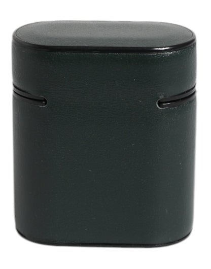Green Calfskin Leather Logo Print Flip Holder Airpods Case-Dolce & Gabbana-LabelTerrace.com
