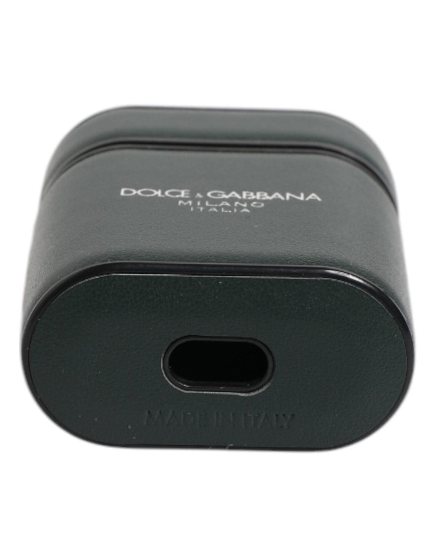 Green Calfskin Leather Logo Print Flip Holder Airpods Case-Dolce & Gabbana-LabelTerrace.com