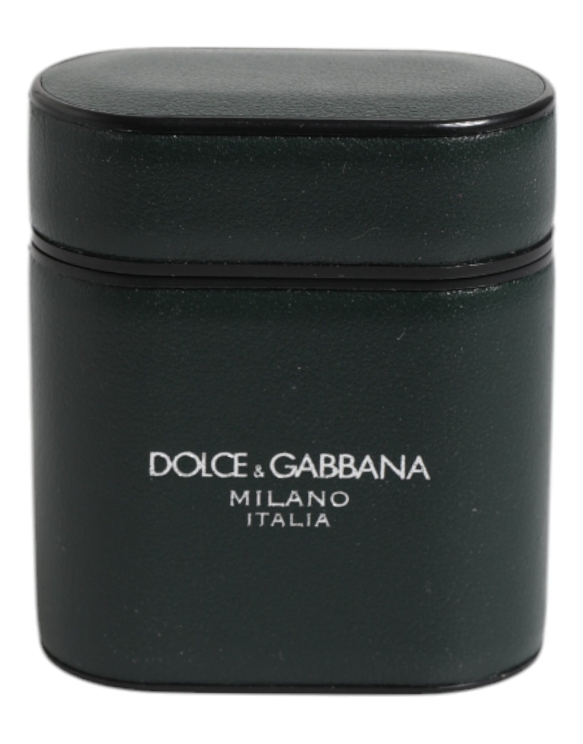 Green Calfskin Leather Logo Print Flip Holder Airpods Case-Dolce & Gabbana-LabelTerrace.com