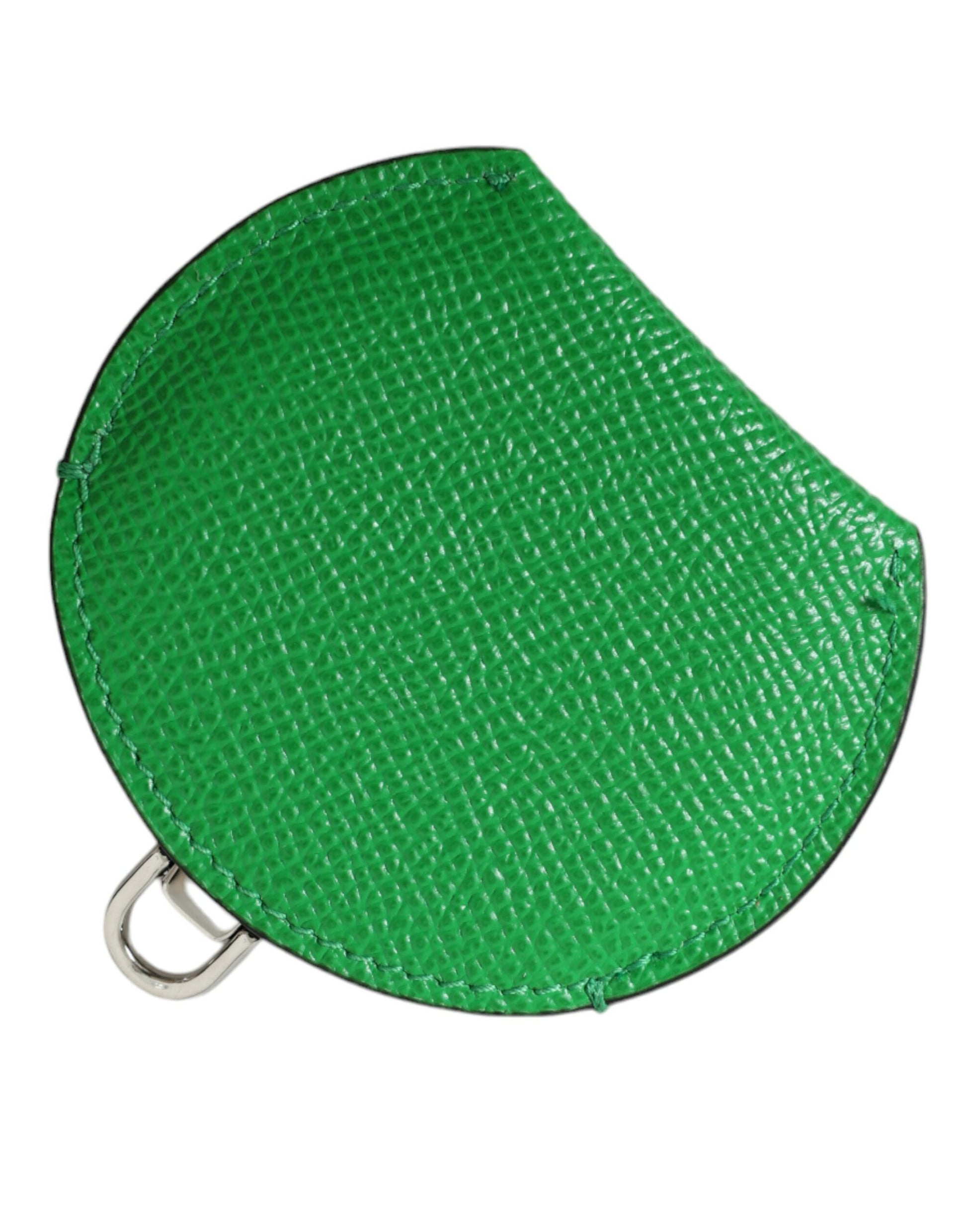 Green Calfskin Leather Round Logo Hand Mirror Holder-Dolce & Gabbana-LabelTerrace.com