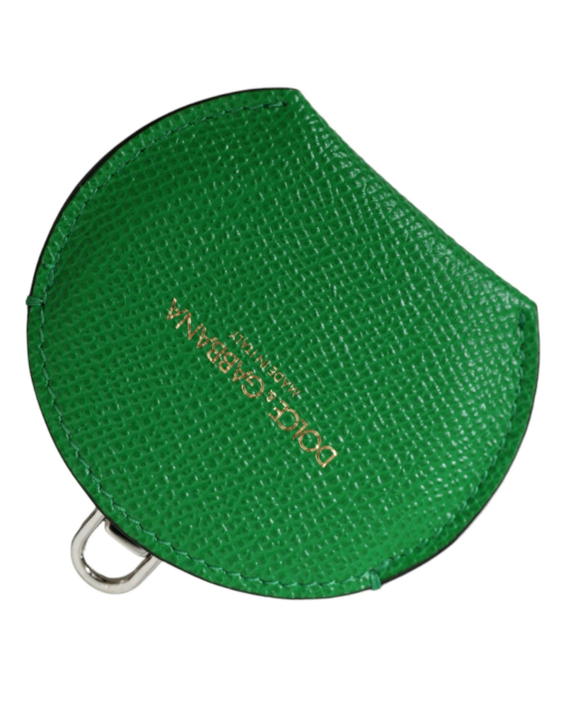 Green Calfskin Leather Round Logo Hand Mirror Holder-Dolce & Gabbana-LabelTerrace.com