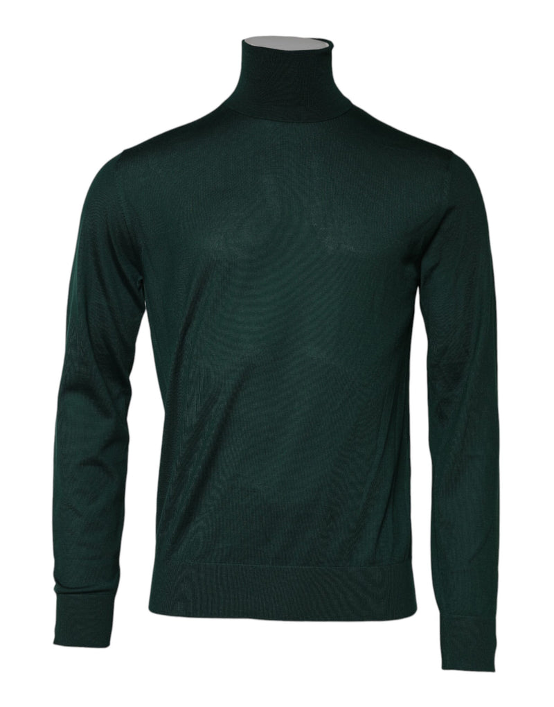 Green Cashmere Knitted Men Pullover Sweater-Dolce & Gabbana-LabelTerrace.com