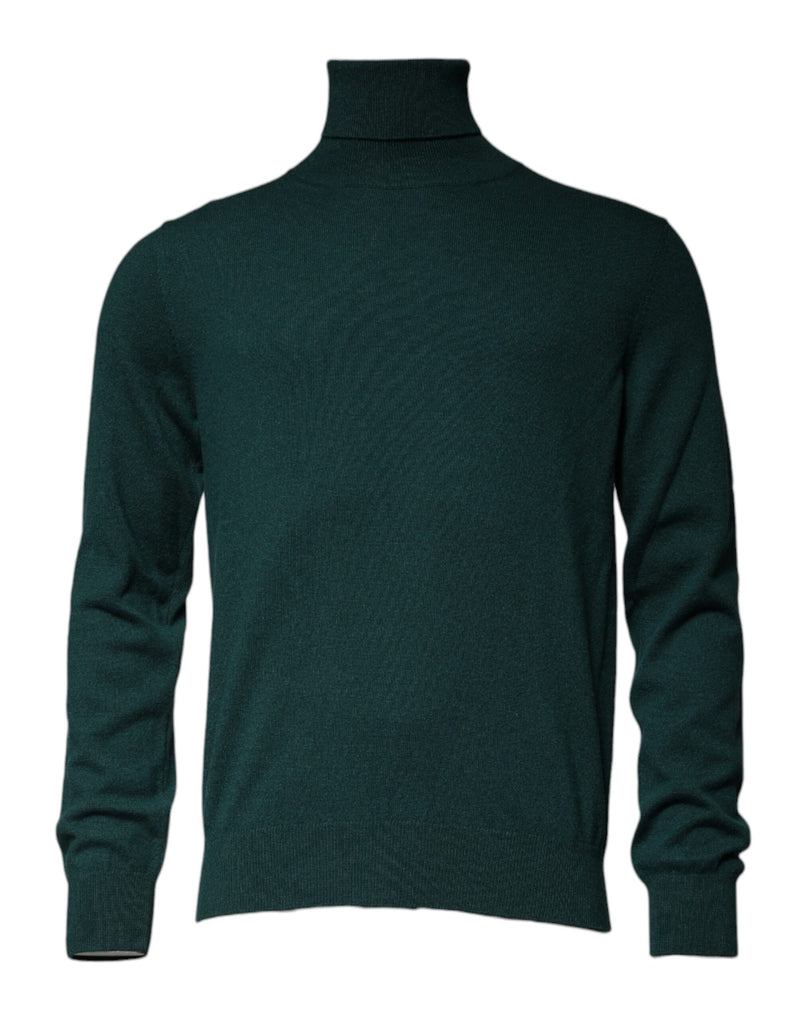 Green Cashmere Turtleneck Men Pullover Sweater-Dolce & Gabbana-LabelTerrace.com