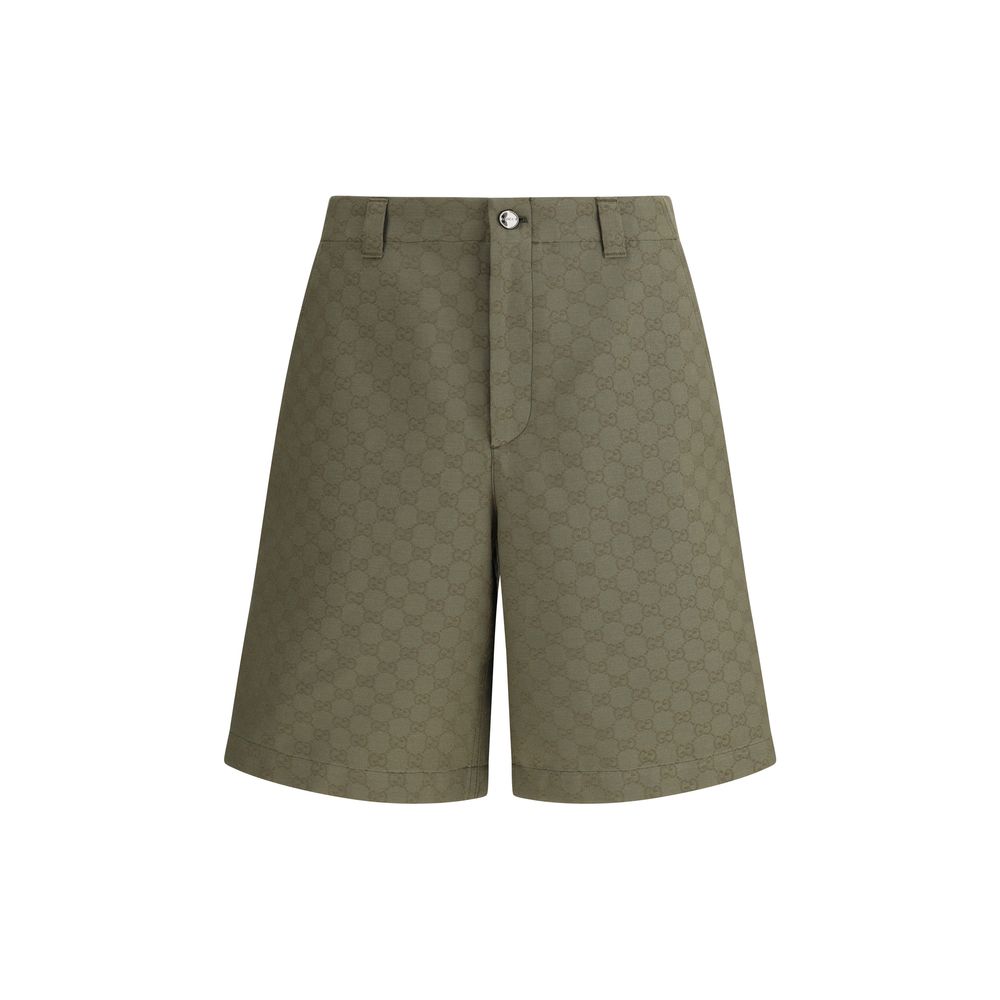 Green Cotton Bermuda Shorts