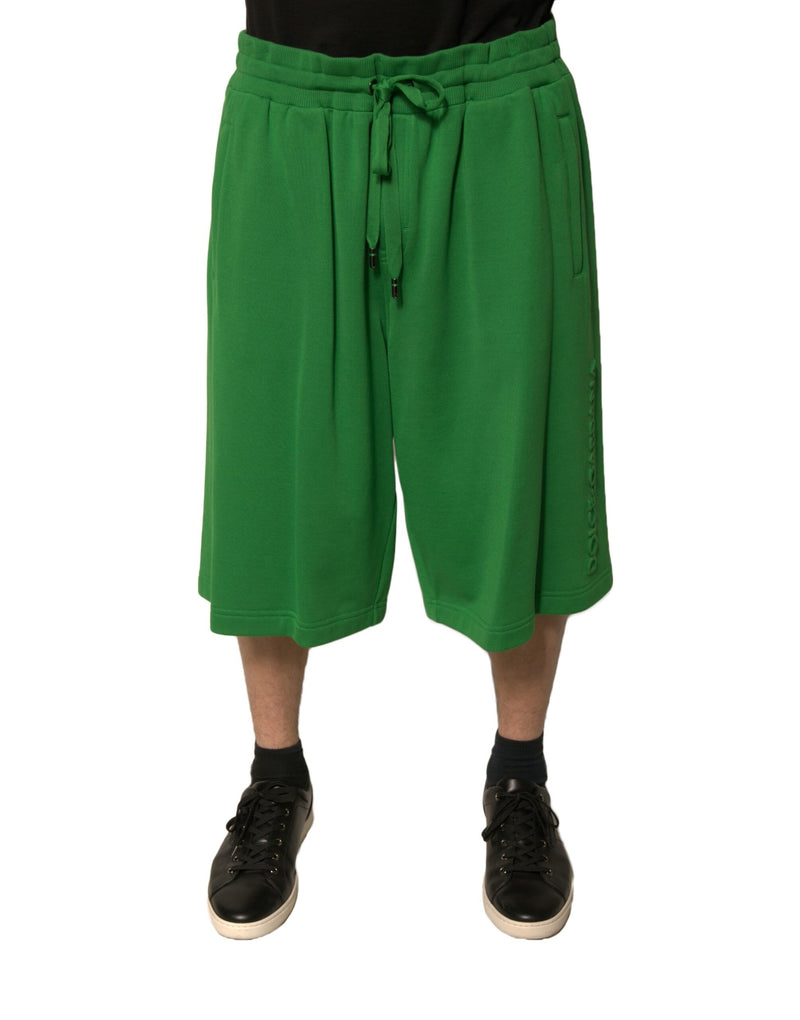 Green Cotton Blend Men Bermuda Shorts-Dolce & Gabbana-LabelTerrace.com