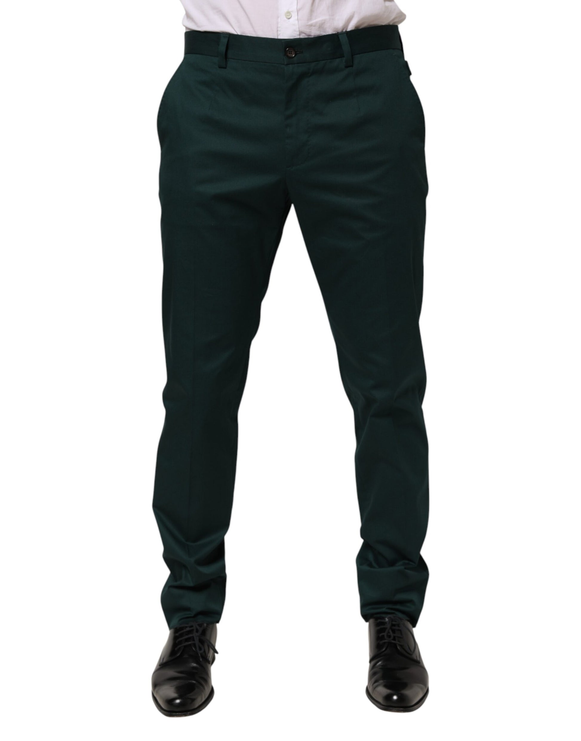 Green Cotton Formal Dress Men Trouser Pants-Dolce & Gabbana-LabelTerrace.com
