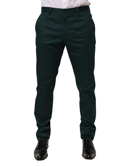 Green Cotton Formal Dress Men Trouser Pants-Dolce & Gabbana-LabelTerrace.com