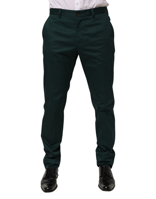 Green Cotton Formal Dress Men Trouser Pants-Dolce & Gabbana-LabelTerrace.com