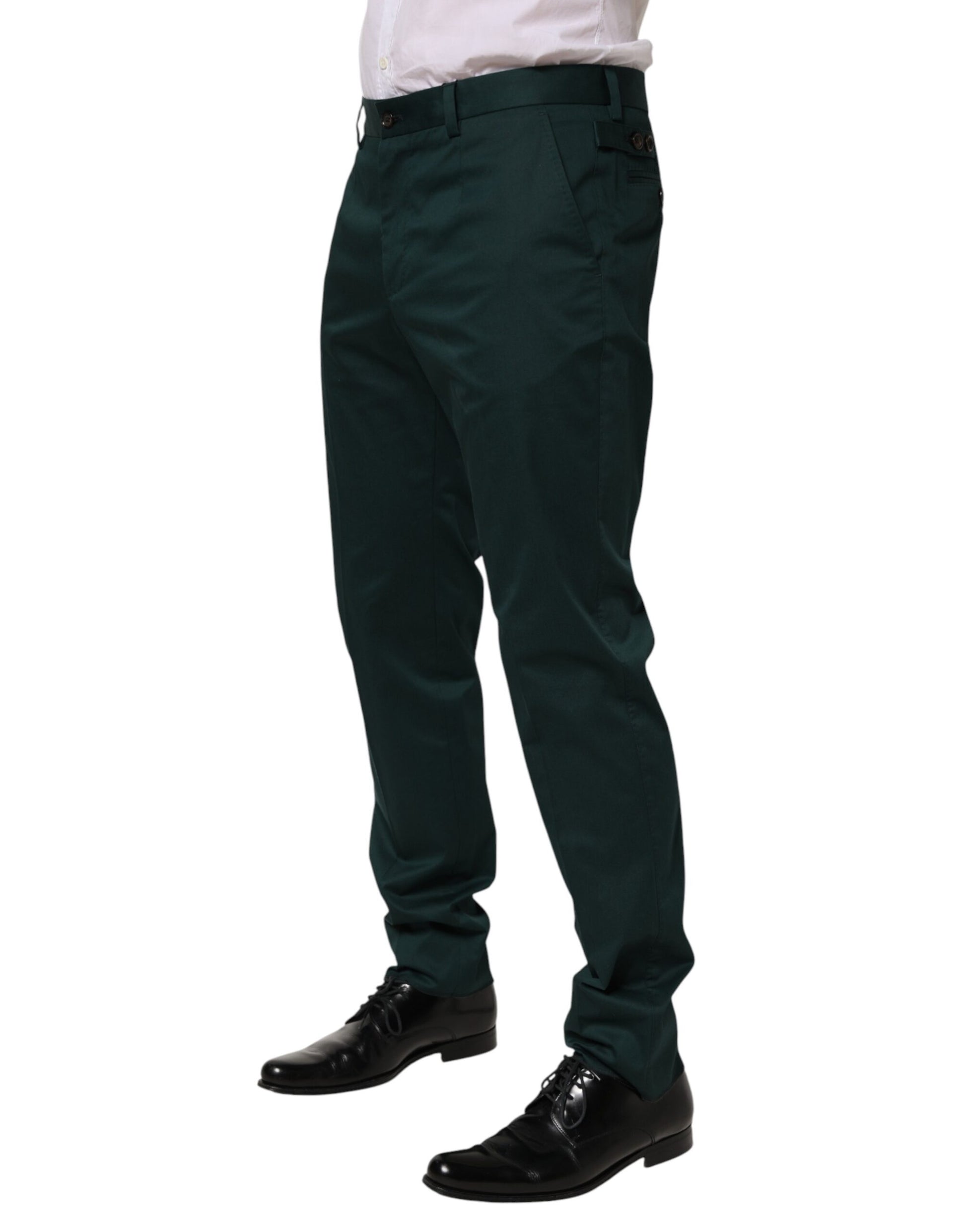 Green Cotton Formal Dress Men Trouser Pants-Dolce & Gabbana-LabelTerrace.com