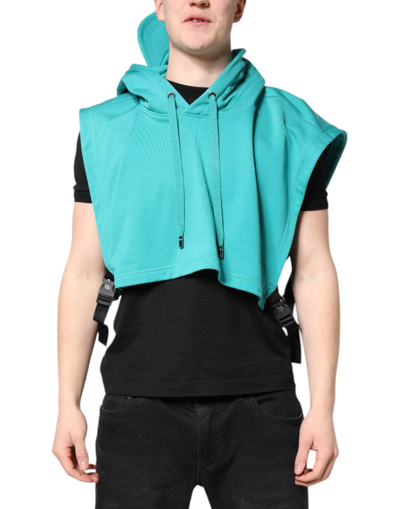 Green Cotton Hooded Men Sportswear Vest Sweater-Dolce & Gabbana-LabelTerrace.com