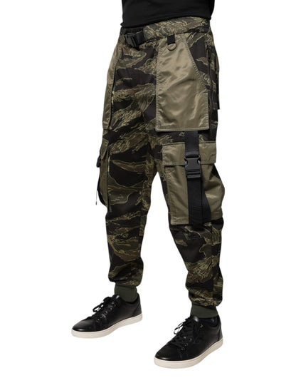 Green Cotton Jogger Cargo Pants-Dolce & Gabbana-LabelTerrace.com