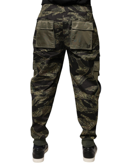 Green Cotton Jogger Cargo Pants-Dolce & Gabbana-LabelTerrace.com