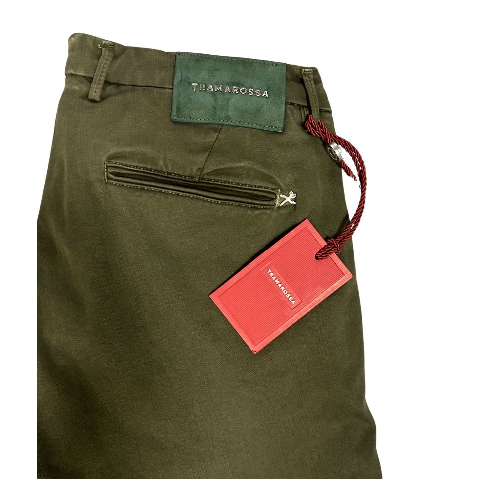 Green Cotton Men Chino Pants-Tramarossa-LabelTerrace.com