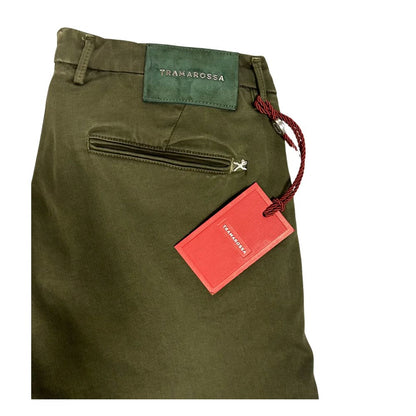 Green Cotton Men Chino Pants-Tramarossa-LabelTerrace.com