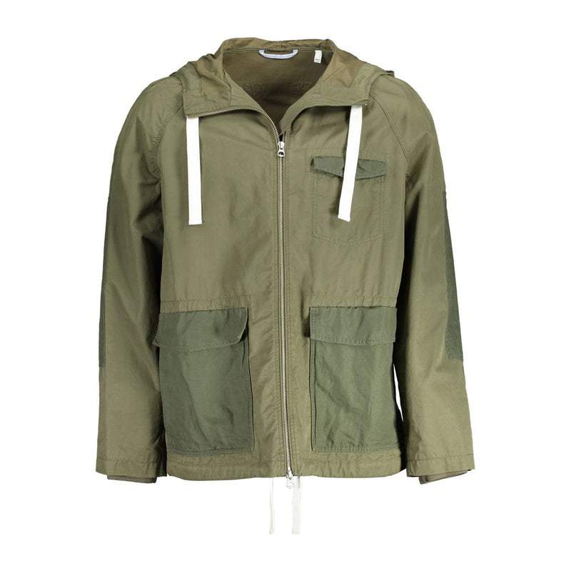 Green Cotton Men Jacket-Gant-LabelTerrace.com