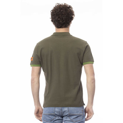 Green Cotton Men Polo Shirt-Invicta-LabelTerrace.com