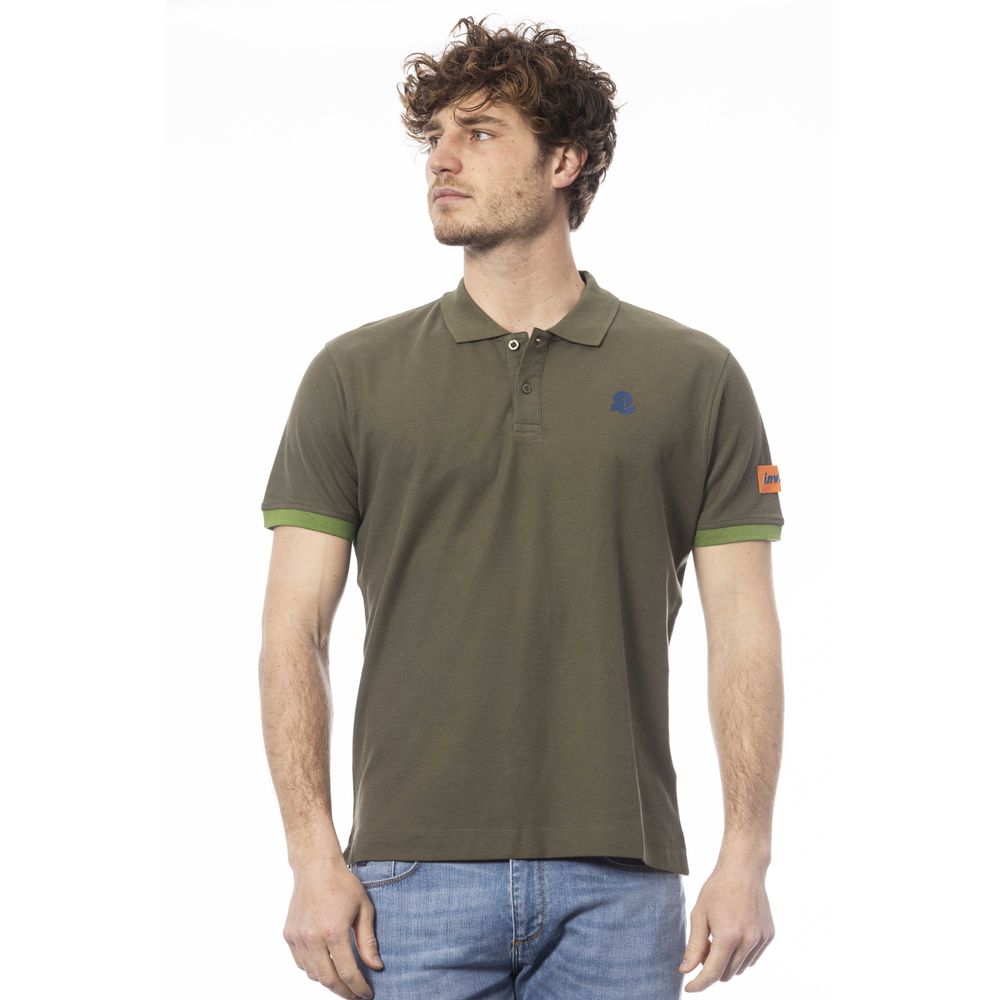 Green Cotton Men Polo Shirt-Invicta-LabelTerrace.com