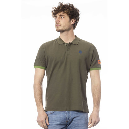 Green Cotton Men Polo Shirt-Invicta-LabelTerrace.com