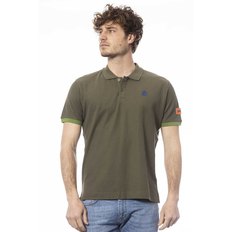 Green Cotton Men Polo Shirt-Invicta-LabelTerrace.com