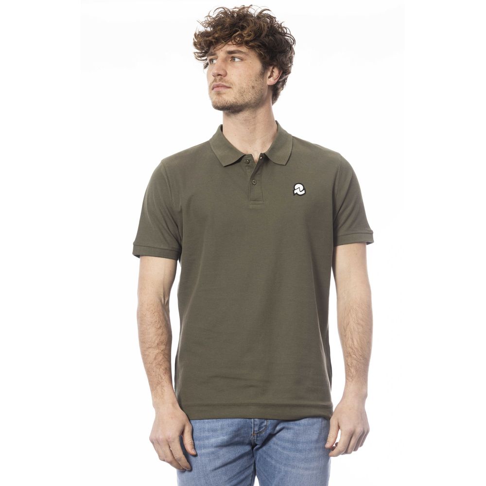 Green Cotton Men Polo Shirt-Invicta-LabelTerrace.com
