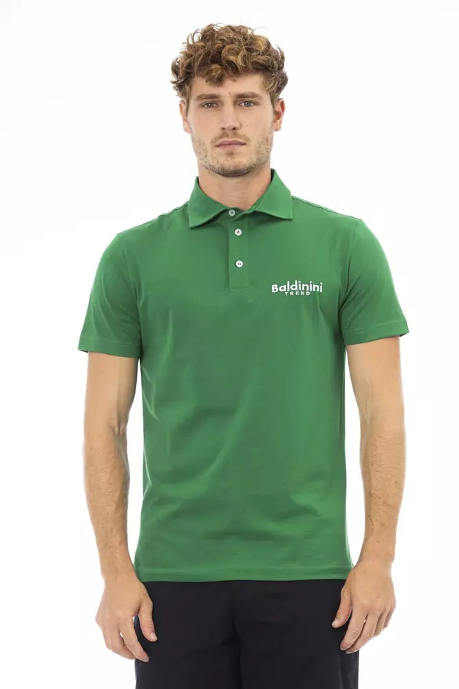 Green Cotton Men Polo-Baldinini Trend-LabelTerrace.com