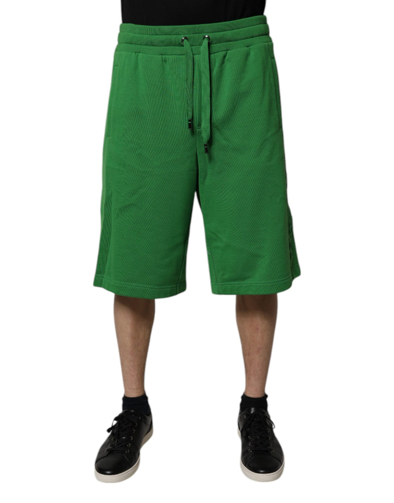 Green Cotton Men Sweatshorts Bermuda Shorts-Dolce & Gabbana-LabelTerrace.com