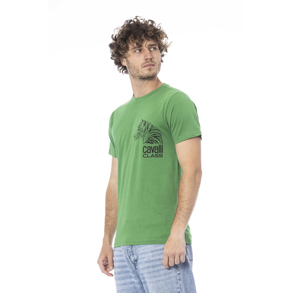 Green Cotton Men T-Shirt-Cavalli Class-LabelTerrace.com