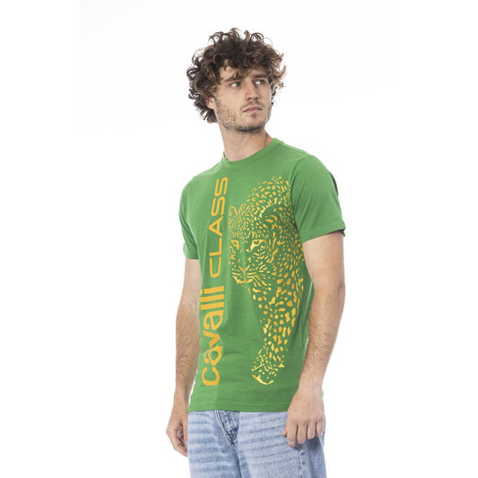 Green Cotton Men T-Shirt-Cavalli Class-LabelTerrace.com
